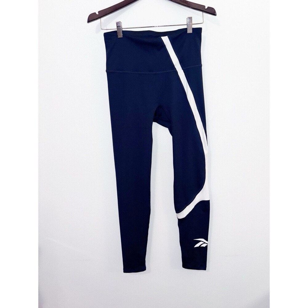 Reebok Workout Ready Vector Leggings Navy White Size Medium